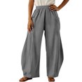 thumbnail image 5 of IYYVV Womens Elastic High Waist Wide Leg Barrel Pants Flowy Baggy Balloon Trousers Summer Beach Pants Vacation Gray S, 5 of 5