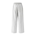 thumbnail image 5 of Domuza Mens Cotton-Linen Pants Drawstring Elastic Waist Linen Summer Casual Pants Sports & Recreation Breeze Beach Pants-White M, 5 of 6