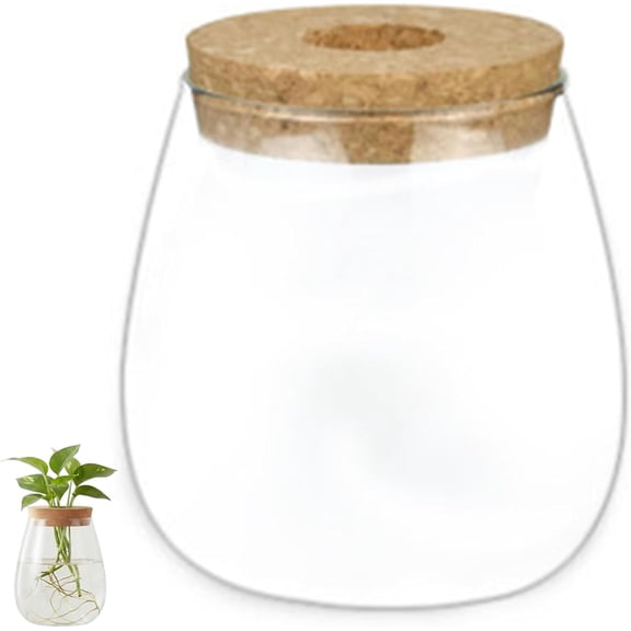 Propagation Vases for Plants, Clear Glass Terrarium Jar with Wooden Stopper, Hydroponics Vase for Home Decor Tabletop Plant Propagation Station