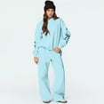 thumbnail image 6 of Bow Sweatpants Set for Women Bow Sweat Sets Sweat Set for Women Two Piece Bow Print Tracksuit Long Sleeve Hoodie Wide Leg Sweatpants 2 Piece Outfits, Light Blue-XXXL, 6 of 6