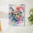 thumbnail image 2 of Hippie Devon Rex Portrait Watercolor Tie-Dye Vintage Styles Vertical Matte Canvas Poster Cat Lover Kitten Owner Gifts Wall Art Home Decor - 00014, 2 of 5
