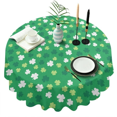 

St. Patrick s Day Tablecloth Clover Shamrock Tableclothes Thick Polyester Table Cover Foldable reusable Table Cloth Cover for Kitchen Dining Decoration Holiday 60 ×60 .