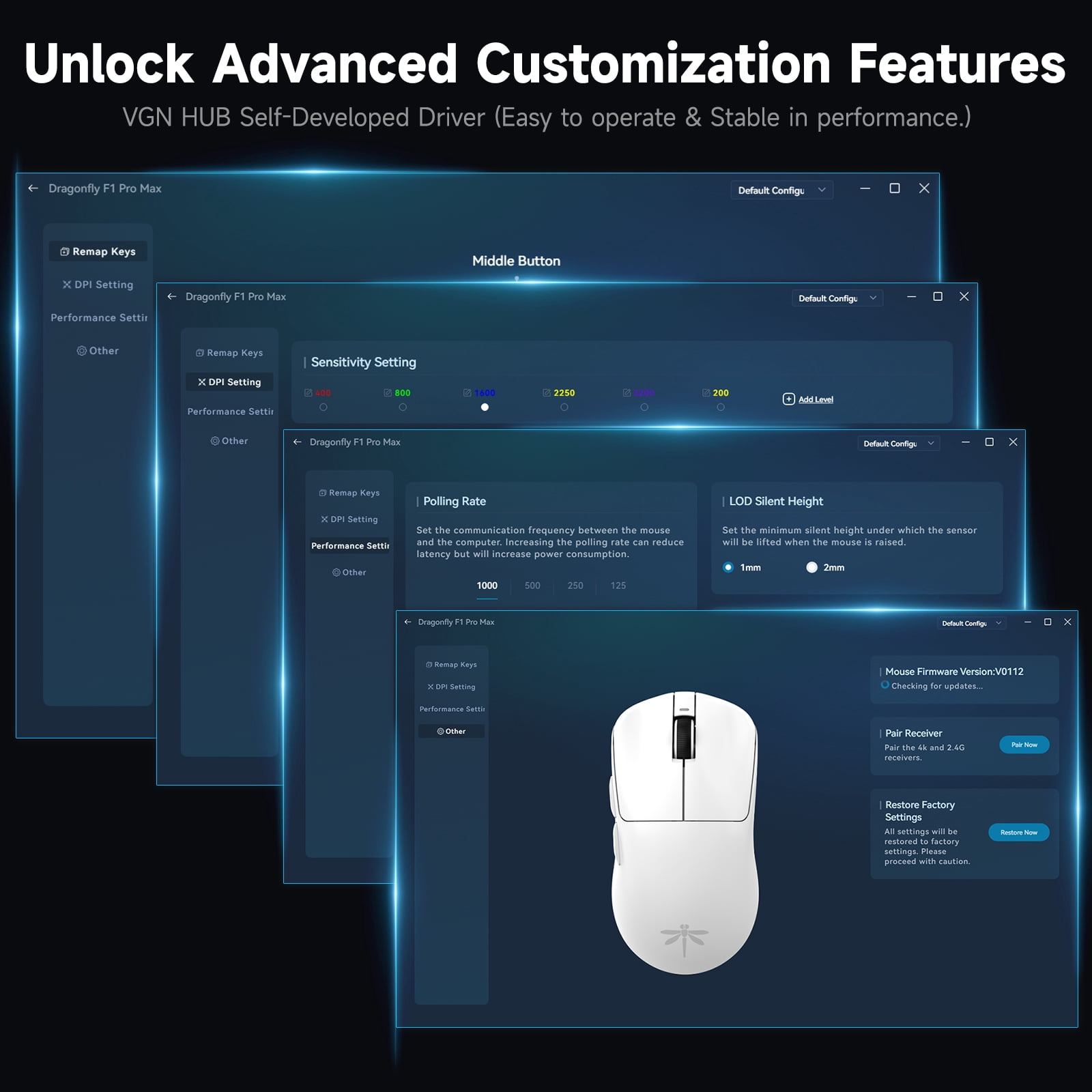 qaf F1 Pro Max Ultra-Premium Wireless Gaming Mouse, 55g, 2.4G/USB-C Wired, 130H Battery, Nordic 52840 Chip & PAW3395 Sensor for PC/Mac/Laptop - White