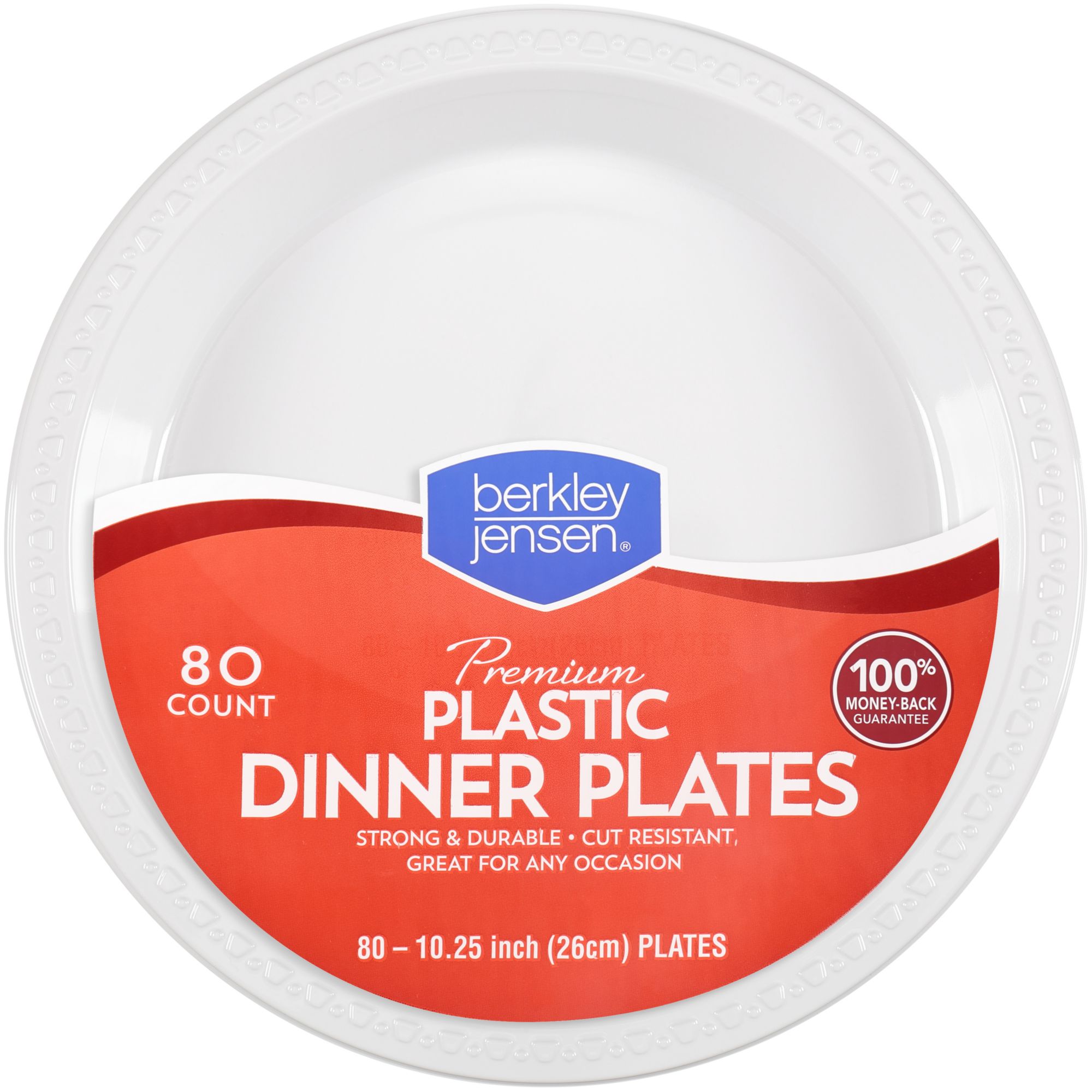 Berkley Jensen 10" White Plastic Dinner Plates, Round 80 Ct.
