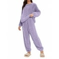 thumbnail image 2 of Cyglowse Winter Warm Pajamas for Women Set 2 Piece Fluffy Fleece Long Sleeve Cozy Loungewear Set Soft Casual Sleepwear Outfit Purple One Size, 2 of 6