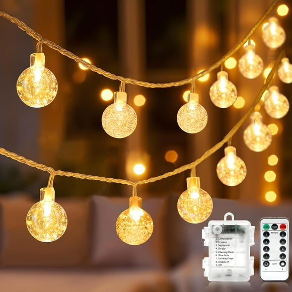String Lights Metaku, 8 modos, 26 pies, 60 LED, batería impermeable