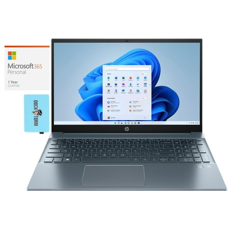 HP Pavilion 15t-eg200 Home/Business Laptop (Intel i7-1255U 10-Core, 15.6in 60Hz Full HD (1920x1080), Intel Iris Xe, 16GB RAM, Win 11 Pro) with Microsoft 365 Personal , Dockztorm Hub