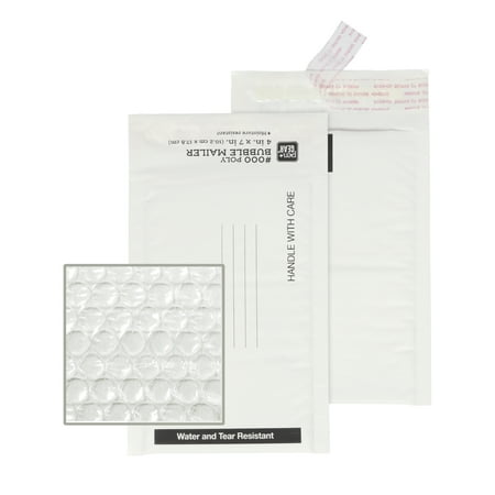 Pen+Gear White Poly Bubble Mailers, 4" x 7" (#000), Peel and Seal, 5 Pack