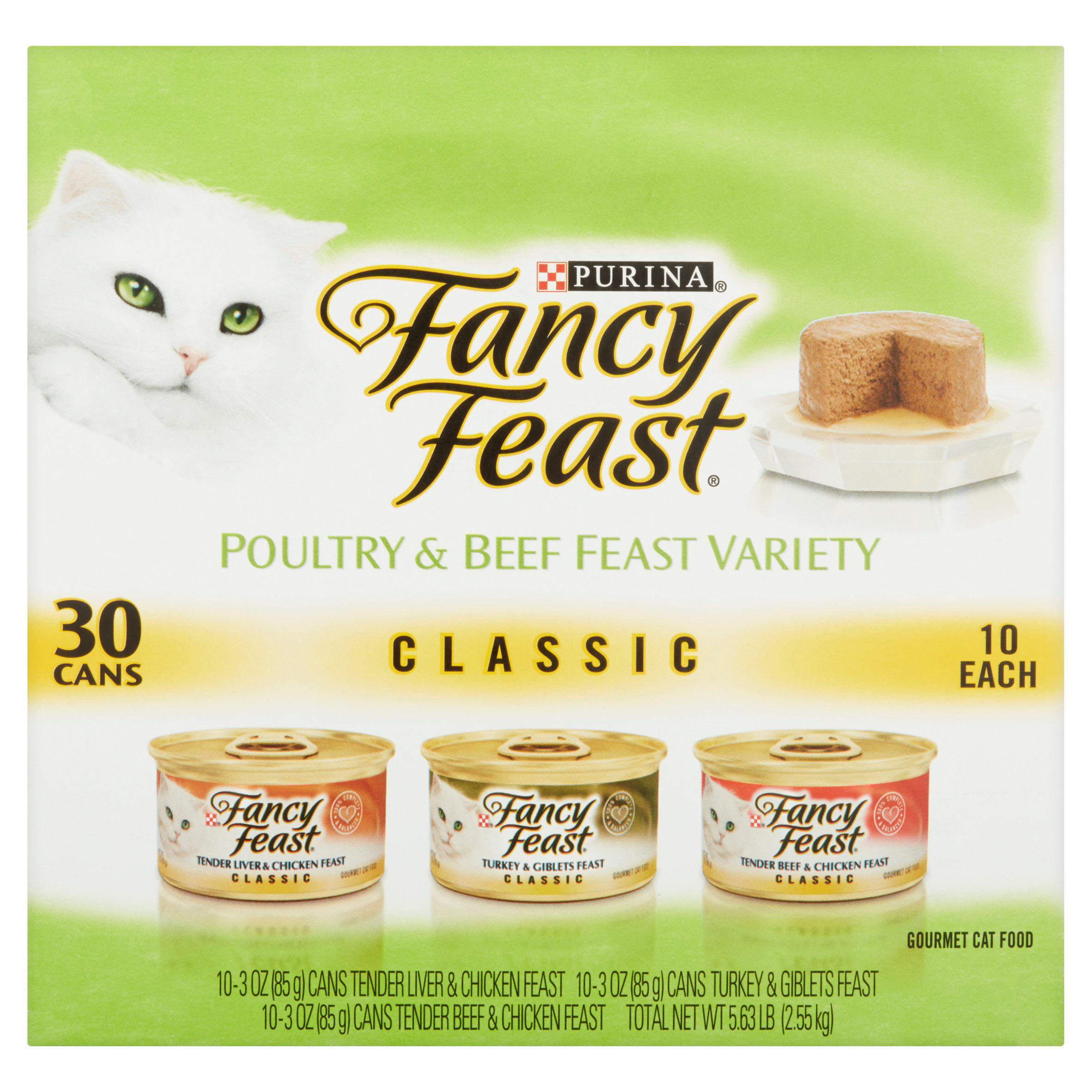 Fancy Feast Classic PoultryandBeef Feast 30Pack Variety Canned Cat