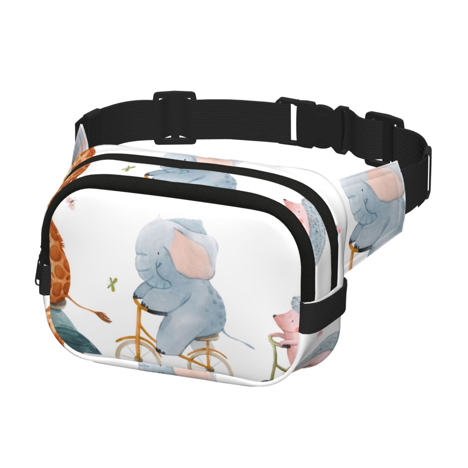 Picia Animals in Transport Print Square Double-Layer Waist Bag Mini Adjustable Waist Belt Bag Exercise Running Travel Hiking