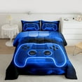 thumbnail image 2 of Castle Fairy Blue Video Game Twin Comforter Sets Female Men,Hexagon Gamepads Bedding Set, 2 of 8