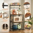 thumbnail image 6 of Kitchen Bakers Rack with Storage Shelves, Small Coffee Bar Cart with 8 Hooks, 4 Tiers Microwave Stand Station with Adjustable Shelves, Freestanding Kitchen Appliance Organizer, Rustic Brown, 6 of 9