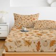 thumbnail image 6 of Twin XL Size Fitted Sheet Set - Thanksgiving 2 Piece Bedding Sets 16" Deep Pocket Fitted Sheet with 1 Pillowcases, Fall Pumpkin Harvest Maple Leaves Boho Beige Brushed Microfiber Hotel Bed Sheets, 6 of 9