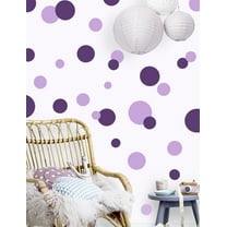 Purple Polka Dot Wall Decals Girls Room Decor Stickers, Wall Dots Circle Kids Room, Dark & Light Purple (42) Dots-1"-6.5"