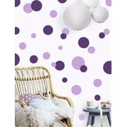 Purple Polka Dot Wall Decals Girls Room Decor Stickers, Wall Dots Circle Kids Room, Dark & Light Purple (63) Dots-1"-6.5"