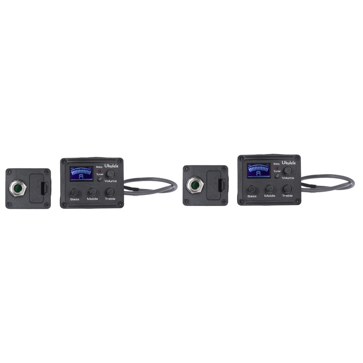 FRCOLOR 2pcs Ukelele Piezo Pickup EQ Amp for Ukulele LCD Display Tuner 3-Band EQ Equalizer