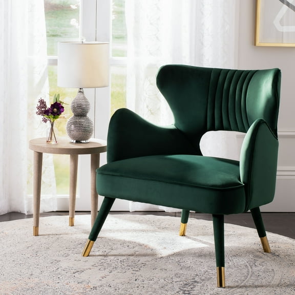 SAFAVIEH Blair Mid-Century Retro Wingback Accent Chair, Forest Green