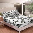 thumbnail image 3 of Dinosaur Print Bed Sheet Set Black and White Dino Alphabet Bedding Sheet Jungle Animal Wildlife Decor Fitted Sheet Ultra Soft Decor Comforter Cover Full Size, 3 of 5