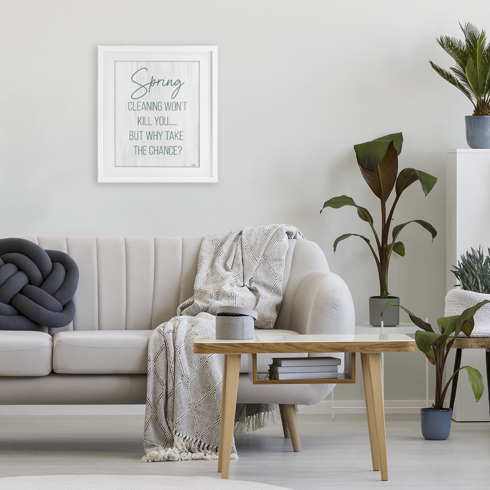 Stupell Industries Spring Cleaning Won't Kill You White Framed Print Under Glass, design by Lux + Me Designs