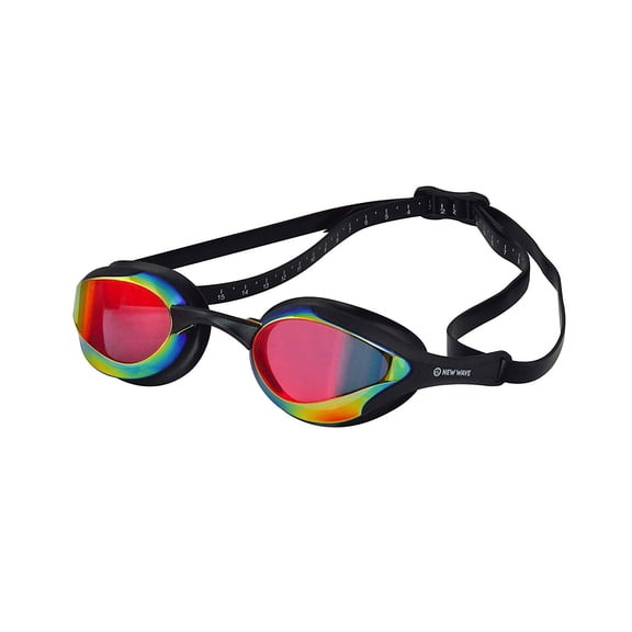 Open Water Swim Goggles {Bonfire = Revo Lens in Black Frame} Anti Fog Lenses, Silicone In-Socket Eye Cups, Four Interchangeable Nose Bridges and Adjustable Strap