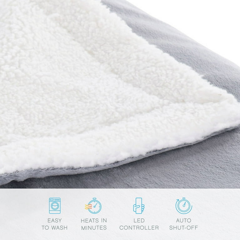 PureRelief Heated Throw Blanket 50 x 60 Gray Walmart