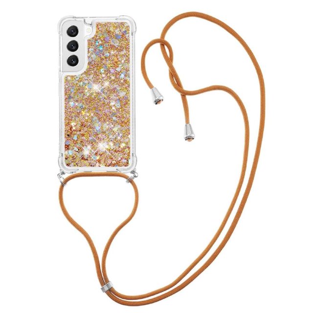 Funda FOXDOCK para Samsung Galaxy S21 con Cuerda Ajustable, Brillo Líquido, Protección Antigolpes y Lente – Ideal para Regalo