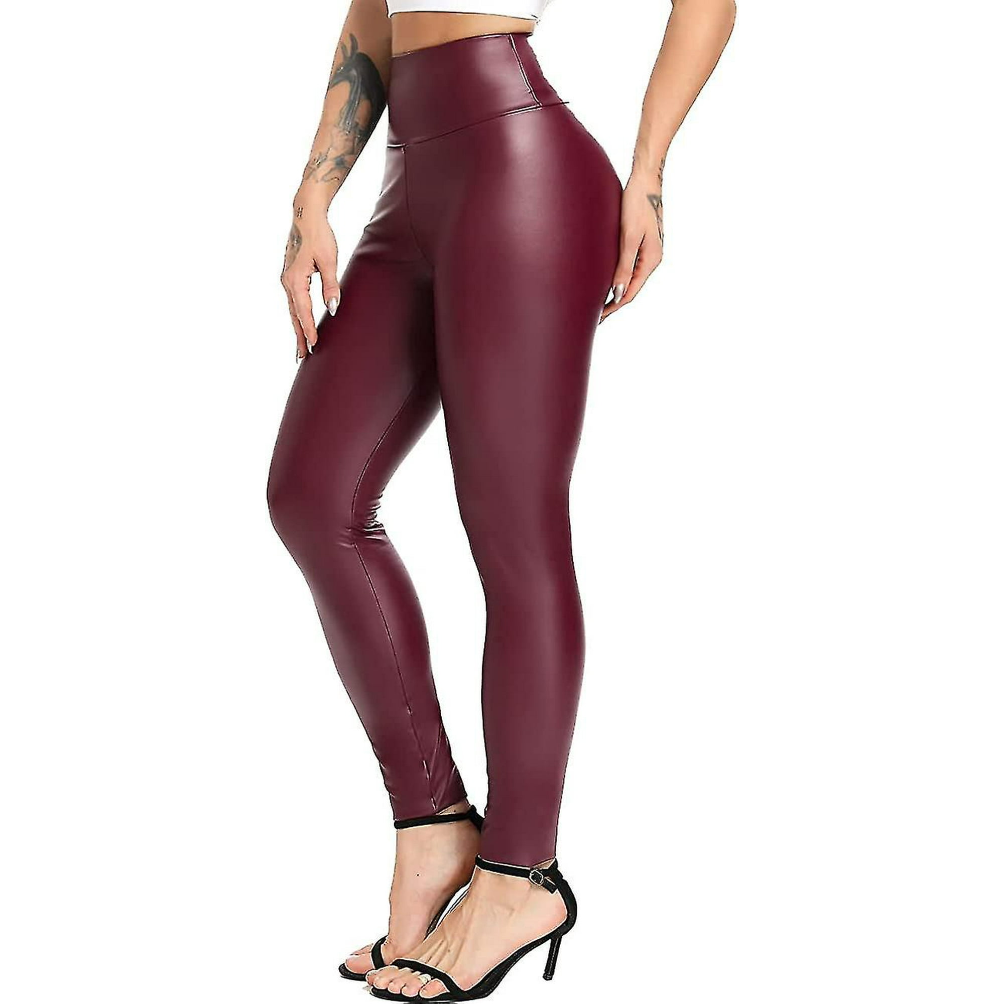 Yeegool Women s Stretchy Faux Leather Slim Fit Wet Look Leggings Pants. Sexy Black High