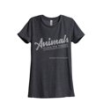 thumbnail image 1 of Animals Make Me Happy Women's Fashion Relaxed T-Shirt Tee Charcoal Grey Small, 1 of 3