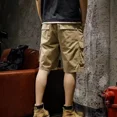 thumbnail image 4 of Pantalones cortos cargo para hombre por encima de la rodilla, cintura elástica sólida, pantalones cortos para hombre, pantalones cortos holgados estilo Harajuku, pantalones cortos grandes y altos, pan, 4 of 5