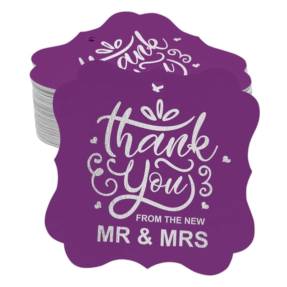 Inkdotpot Thank You From The New Wedding Bottle Tag Real Silver Foil Favor Bracket Shape Hang Tags Pack Of 100