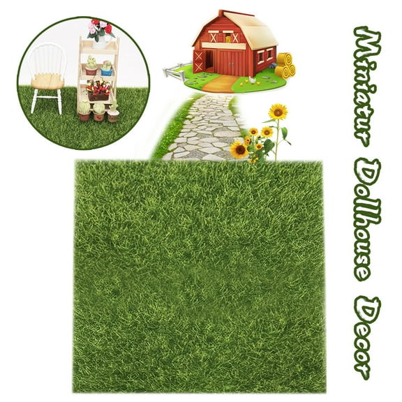 Artificial Faux Garden Grass Moss Mat For Miniature Dollhouse Decor 15X15Cm