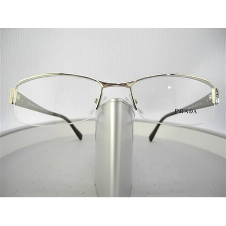 Like New Prada VPR 53N AB6-1O1 Silver Brown Semi Rimless Eyeglasses 53mm