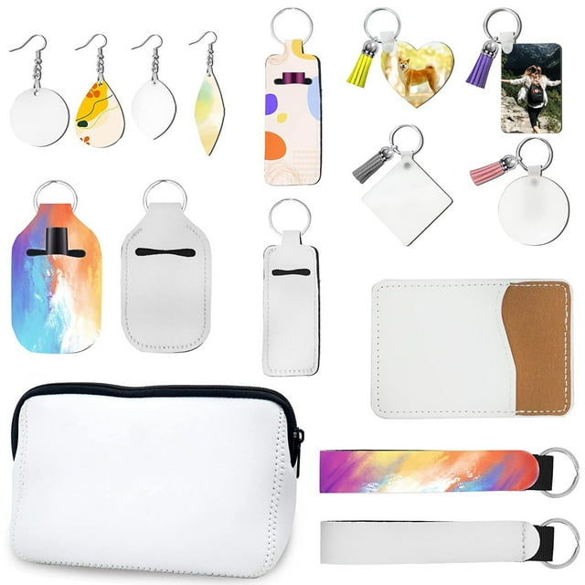 BeesClover Diy Crafting Sublimation Blanks Double-sided Design Cosmetic Bag Earrings Keychain Set Beautiful Gifts