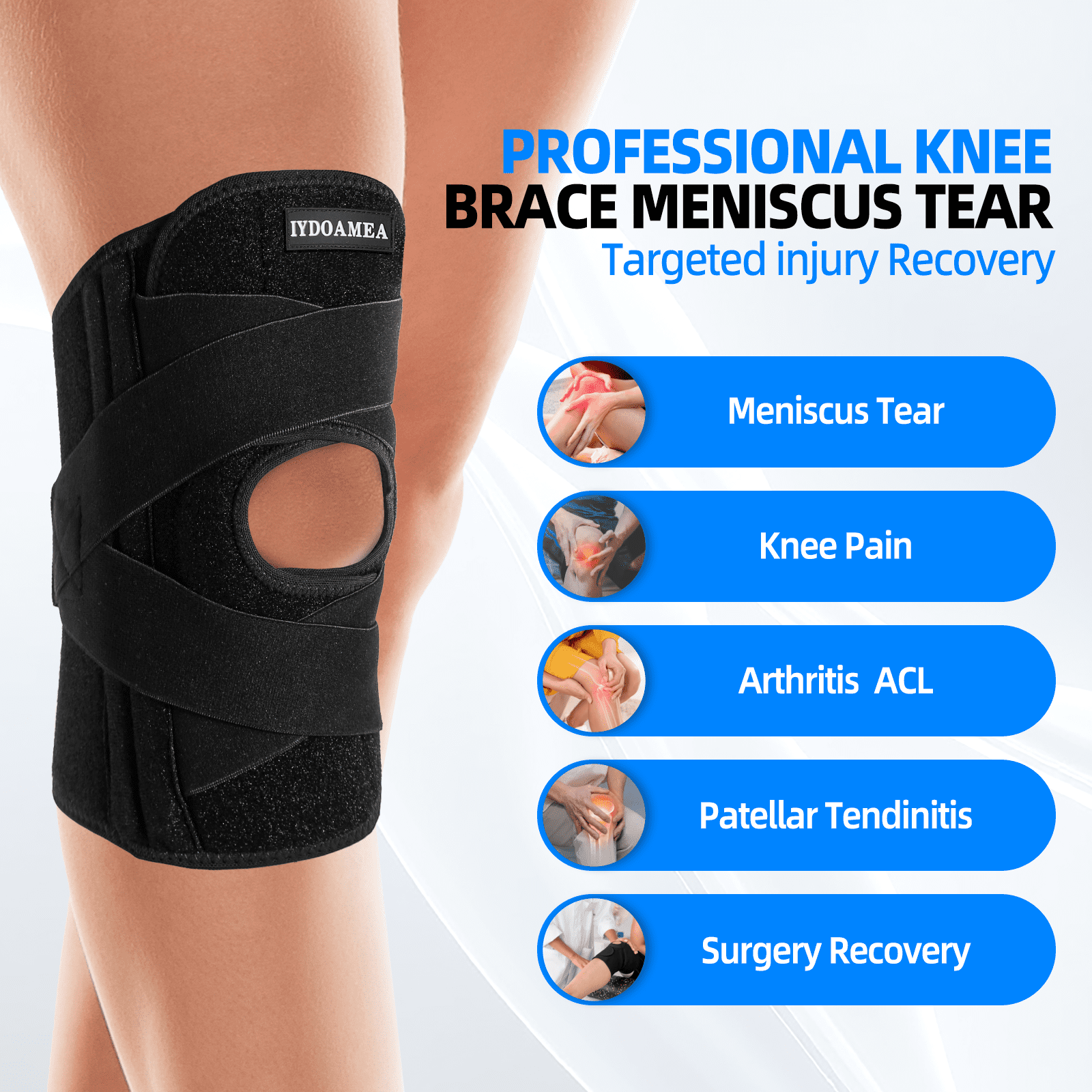 IYDOAMEA Adjustable Knee Brace for Running & Post-Surgery Recovery, ACL & Meniscus Support