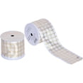 thumbnail image 4 of Gwen Studios 2.5" White Satin Wire Edge Ribbon with Gold Metallic Trellis, 3 Yards, 4 of 7