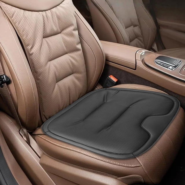 Universal Car Seat Cushion for Driving Comfort with Breathable Leather Design and Supportive Mesh