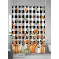 thumbnail image 5 of Fall Shower Curtain Pumpkin Flowers Shower Curtains for Bathroom Thanksgiving Decor, Waterproof Polyester Shower Curtain Set with Hooks, Standard Size 72" x 72" Autumn Leaf Black White Check, 5 of 6