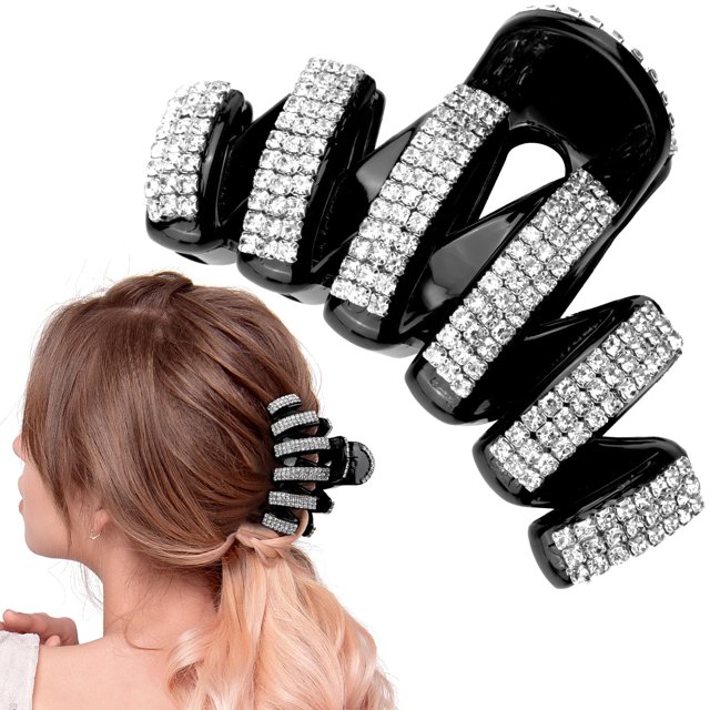 Joez Maravillosas pinzas para el cabello con diamantes de imitación grandes, pinzas para la mandíbula de cristal, horquilla para cabello grueso, pinza para el cabello a la moda, pasador, accesorios pa