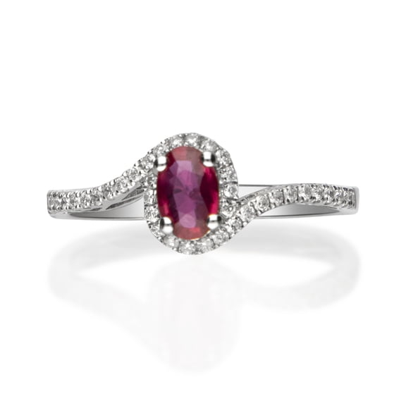 Gin & Grace 10KT WG Genuine Ruby and diamond accent Ring