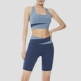 thumbnail image 2 of LIUJUNSHOP Womens Workout Set Fitness Yoga Pilates Crop Tank Twist Back Cami High Waisted Tummy Control Bike Short Blue XXL, 2 of 5
