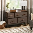 thumbnail image 2 of mDesign Wide 5-Drawer Storage Dresser, Steel Frame, Fabric Bins, Espresso Brown, 2 of 7