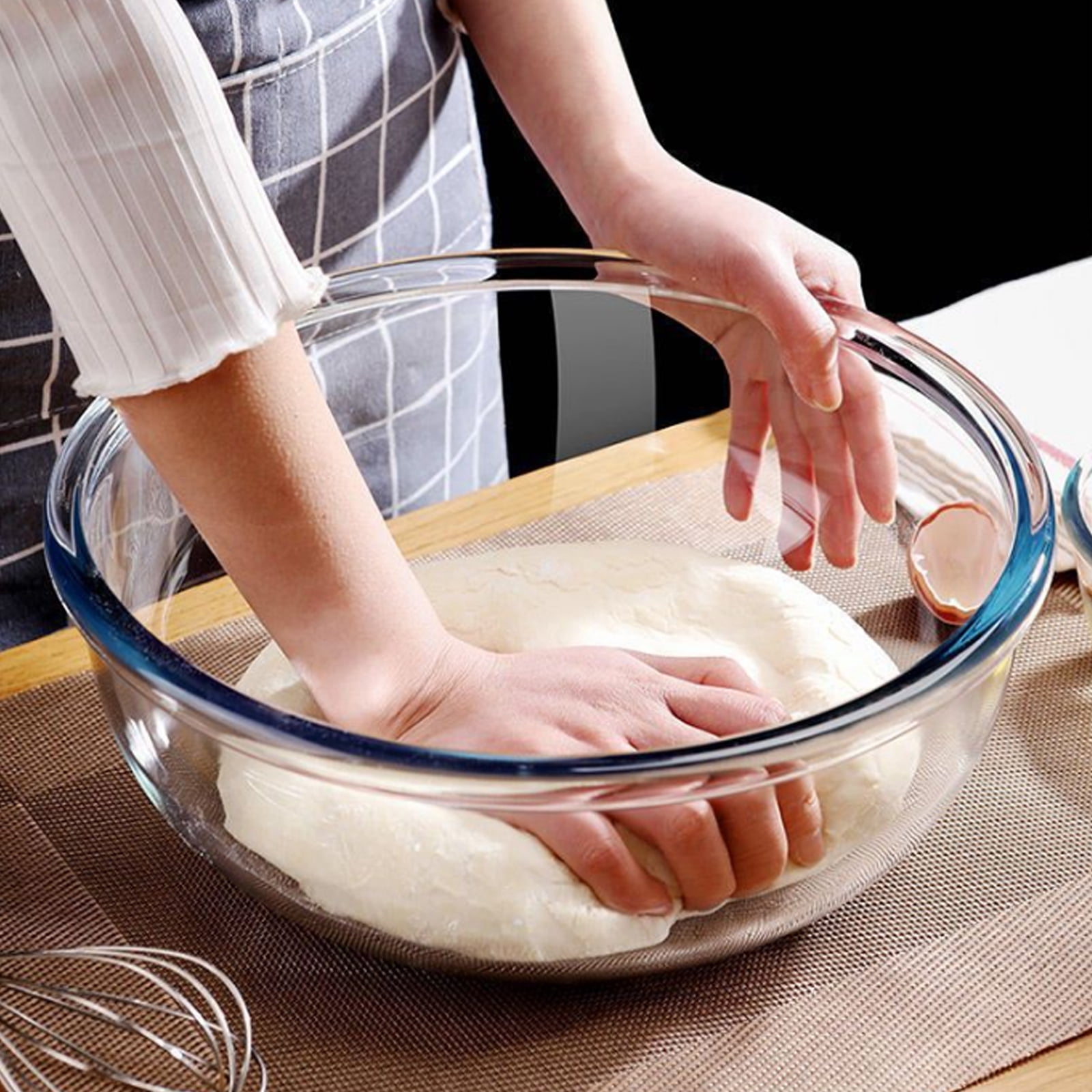 6.8 Quart Large Glass Mixing Bowl-Clear Large Salad Bowls Glass Big Mixing Bowls for Kitchen Salad Bread Storage, Dishwasher, Freezer