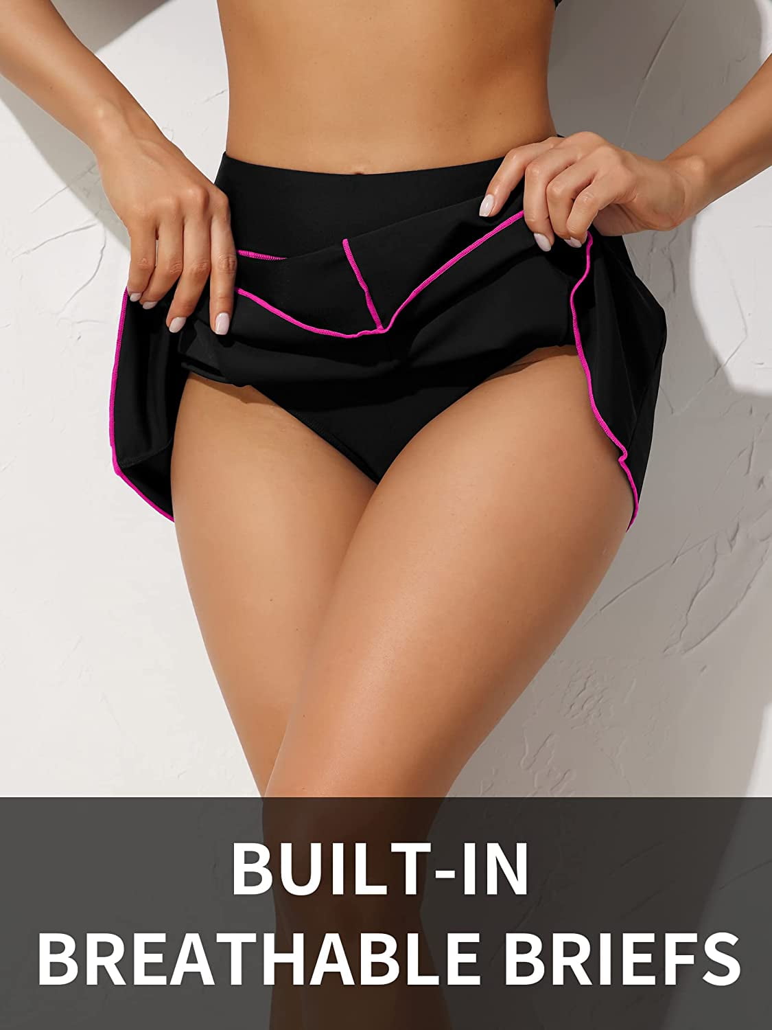 Charmo Women Swim Skirt Bulit in Briefs High Waisted Tummy Control Swim Bottoms