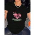 thumbnail image 1 of Women's Vibrant Valentine's Day Graphic Tee Crew Neck Short Sleeve Shirt For Daily Wear, 1 of 7