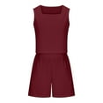 thumbnail image 6 of Admvng Two Piece Sets For Women Round Neck Solid Sleeveless Blouse and Shorts Elastic Waist Beach Outfits S-2XL, 6 of 8