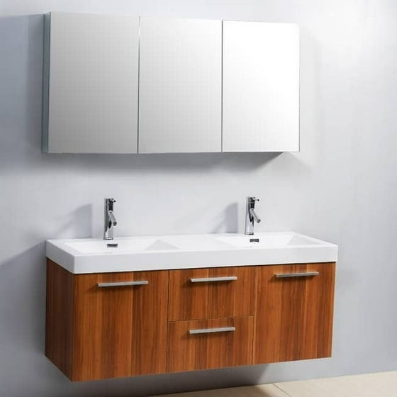 Virtu Usa Midori 54 Inch Polymarble Double Sink Bathroom Vanity Set