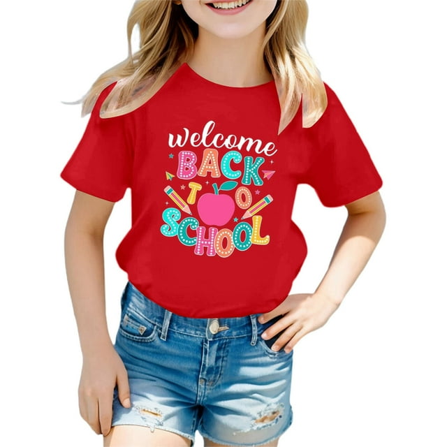 JTieacloth Stylish Girls Tops For Everyday Wear Loose Fit Tees & Shirts For Ages 3 16 Perfect For Spring And Summer Easy To Clean Great For Girls Summer Tops Sizes 7-8 Years