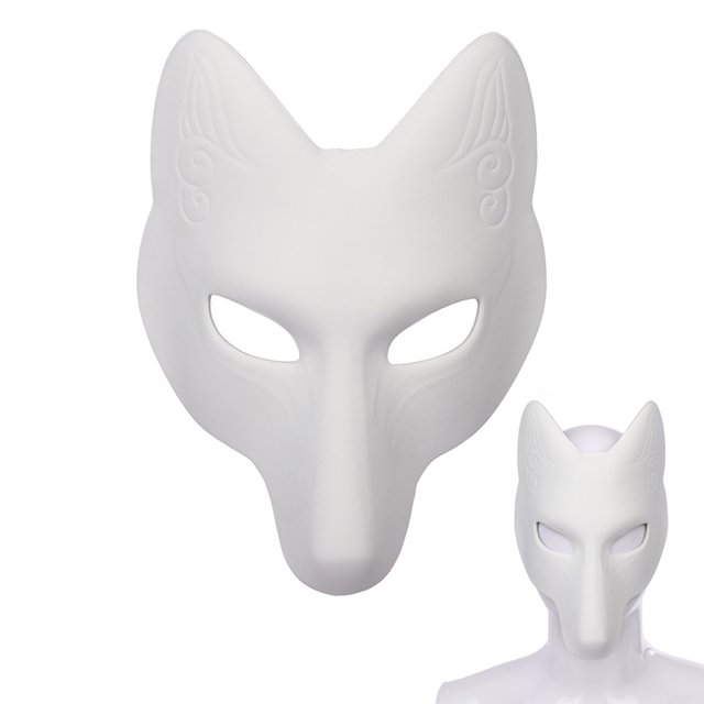 Máscara de zorro Máscaras japonesas Kabuki Kitsune Máscaras de PU para hombres, mujeres, niños, disfraz de fiesta de disfraces de Navidad de Halloween, 29 * 18 CM