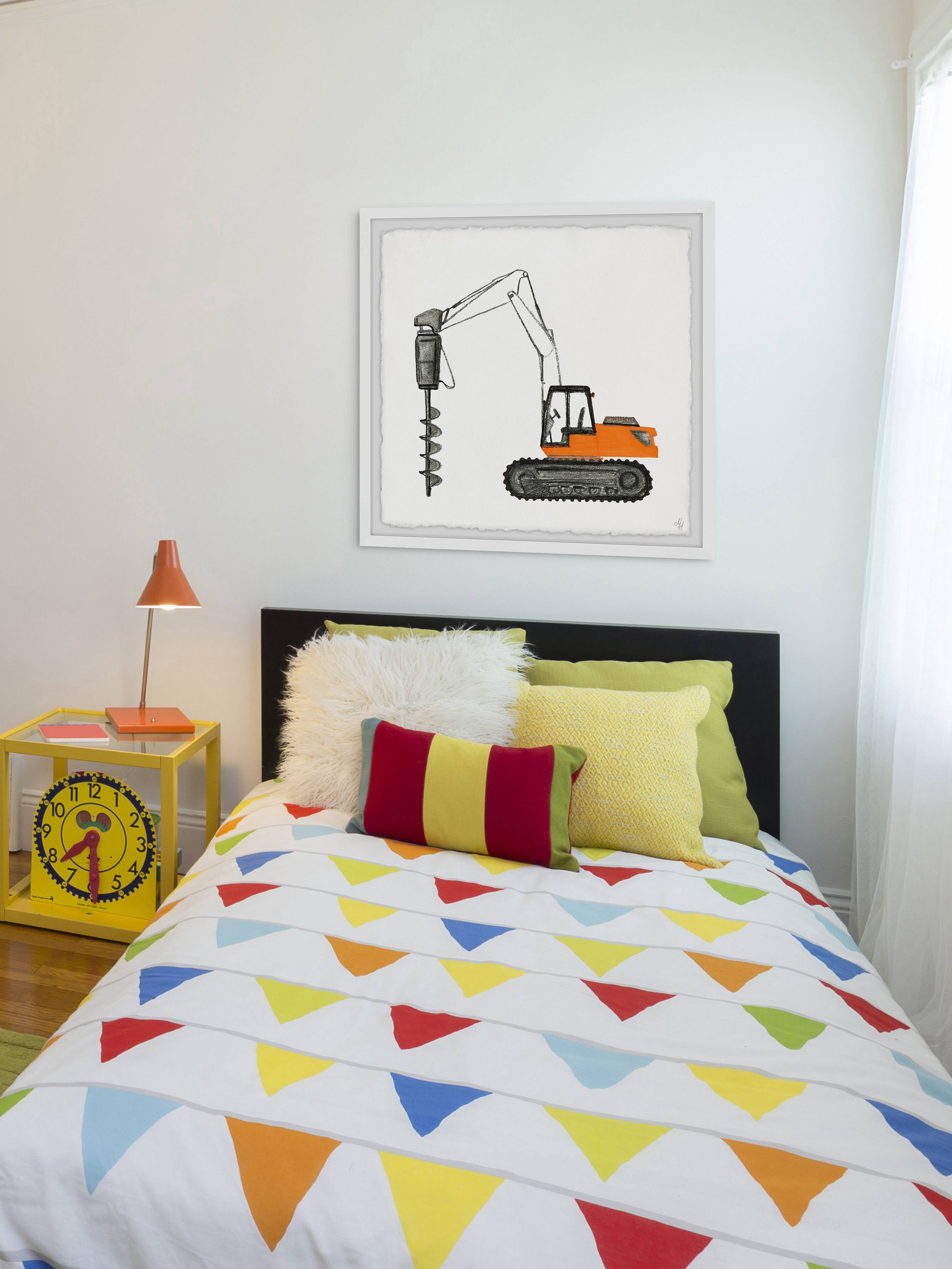 Marmont Hill Drilling Truck Framed Wall Art, 12.00" x 1.50"