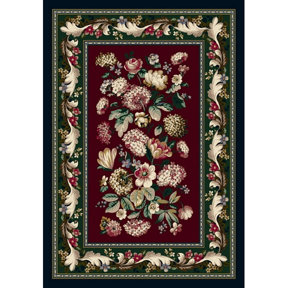Milliken Red Floral Leaves Petals Runner Chelsea Garnet - Aprx 2' 1" x 7' 8"